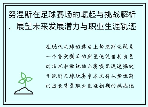 努涅斯在足球赛场的崛起与挑战解析，展望未来发展潜力与职业生涯轨迹
